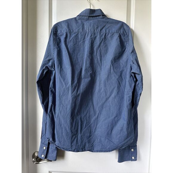 Abercrombie & Fitch Shirt Mens XL Blue White Stripe Muscle Long Sleeve Button Up - Picture 2 of 4